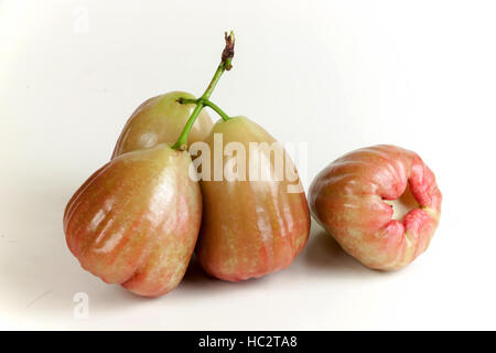 green rose apple (chomphu) on white background. Fruit heart shape. Stock Photo