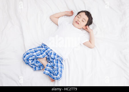 High angle view of six-year-old Korean boy sleeping Stock Photo