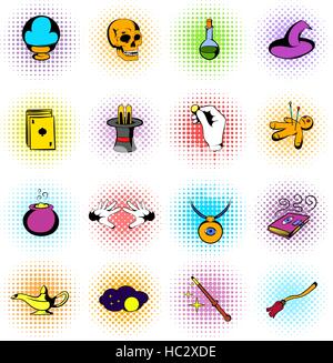 Magic comics icons Stock Vector