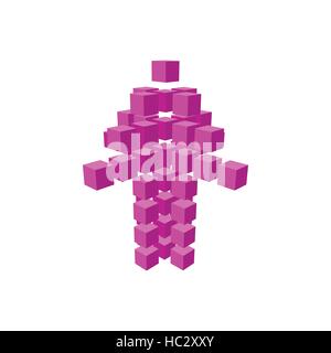 Purple arrow made of squares Stock Vector
