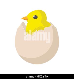 Yellow newborn chicken hatched from the egg icon Stock Vector