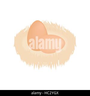 Nest with eggs isometric 3d icon Stock Vector