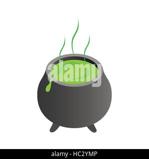 Witch cauldron with green potion Stock Vector