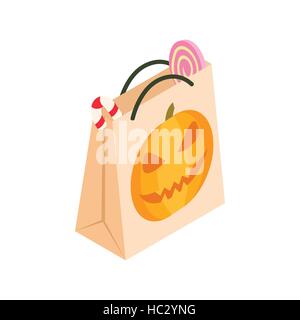 Halloween paper bag isometric 3d icon Stock Vector