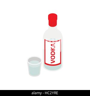 Bottle of vodka isometric 3d icon Stock Vector