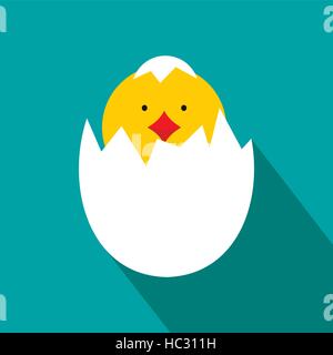 Yellow newborn chicken hatched from the egg icon Stock Vector