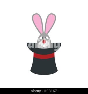 Rabbit appearing from a top magic hat Stock Vector