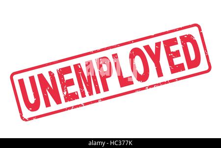 stamp unemployed with red text over white background Stock Vector