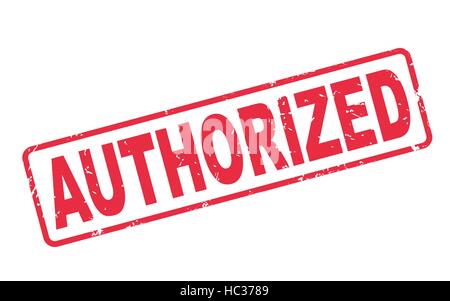 stamp authorized with red text over white background Stock Vector