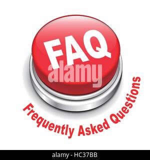 3d illustration of faq (frequently asked questions) button isolated white background Stock Vector