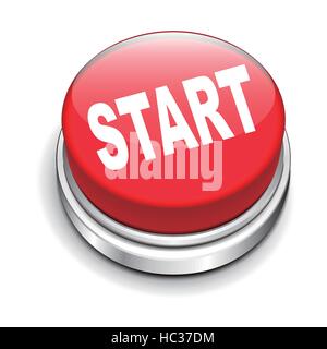 3d illustration of start button isolated white background Stock Vector