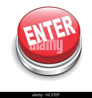 3d illustration of shiny enter button isolated white background Stock Vector