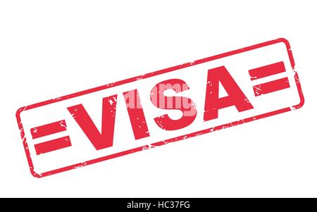 stamp visa with red text over white background Stock Vector