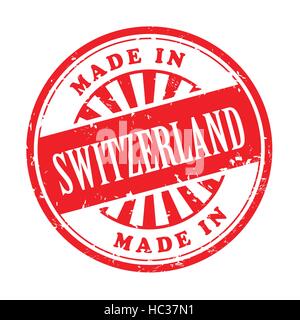 illustration of grunge rubber stamp with the text made in Switzerland written inside Stock Vector