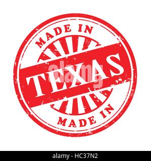 illustration of grunge rubber stamp with the text made in Texas written inside Stock Vector
