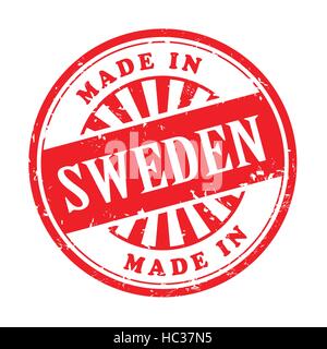 illustration of grunge rubber stamp with the text made in Sweden written inside Stock Vector