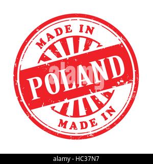 illustration of grunge rubber stamp with the text made in Poland written inside Stock Vector