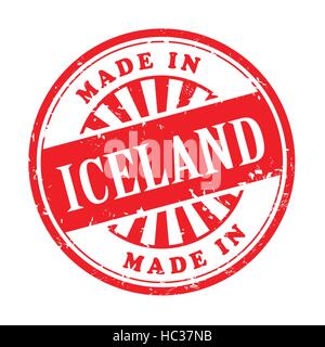 illustration of grunge rubber stamp with the text made in Iceland written inside Stock Vector
