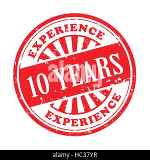 illustration of grunge rubber stamp with the text 10 years experience written inside Stock Vector