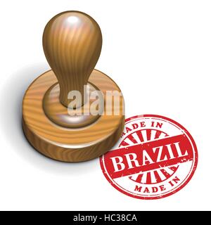 illustration of grunge rubber stamp with the text made in Brazil written inside Stock Vector
