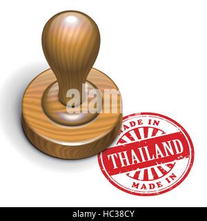 illustration of grunge rubber stamp with the text made in Thailand written inside Stock Vector