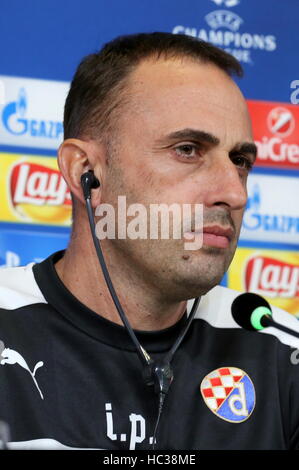 Turin, Italy. 06th Dec, 2016. Juventus Stadium, Turin, Turin, Italy - 01/11/2016: Ivaylo Petev speaks during a Dinamo Zagreb press conference ahead of the UEFA Champions League Group H match between Juventus FC and Dinamo Zagreb at the Juventus Stadium. © Massimiliano Ferraro/Pacific Press/Alamy Live News Stock Photo