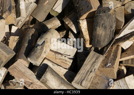 chopped firewood logs for wood burning stove Stock Photo