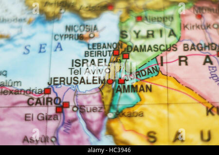 Beautiful photo of a map of Israel and the capital Jerusalem . Stock Photo