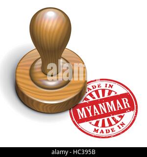 illustration of grunge rubber stamp with the text made in Myanmar written inside Stock Vector