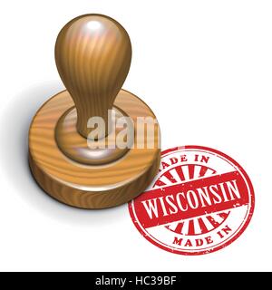 illustration of grunge rubber stamp with the text made in Wisconsin written inside Stock Vector