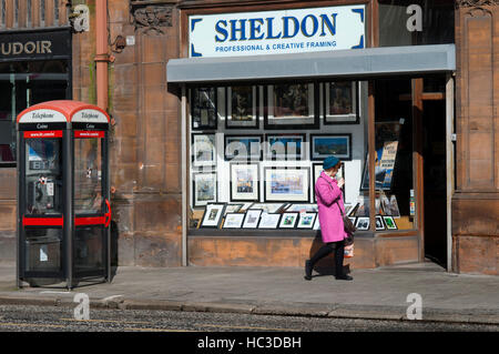 Shops around the Donegall Square, Belfast, Northern Ireland, UK.  On the square are many banks or building society branches, including HSBC, Nationwid Stock Photo