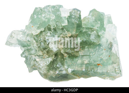 macro shooting of specimen of natural mineral - raw green fluorite stone isolated on white background Stock Photo