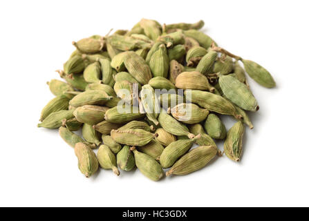 Heap of cardamom pods isolated on white Stock Photo