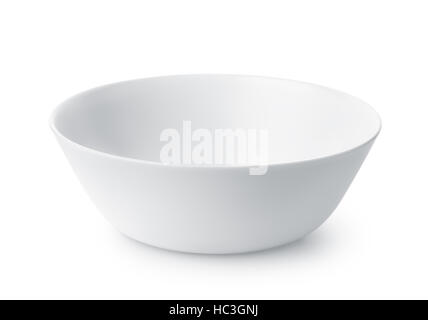 White empty ceramic bowl isolated on white Stock Photo