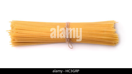 Top view of uncooked italian pasta isolated on white Stock Photo
