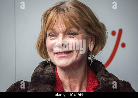 London, UK. 7th December, 2016. TV and film actress Samantha Bond arrives to attend 24th ICAP Global Charity Day Credit:  Guy Corbishley/Alamy Live News Stock Photo