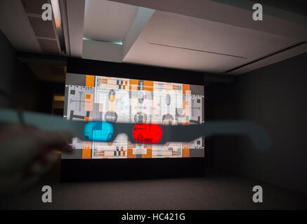 Serpentine Galleries, London, UK. 7th December 2016. The first UK exhibition of the New York-based artist Lucy Raven (born 1977) at the Serpentine Gallery. RP31 2012, a 35mm film installation, colour (3D glasses supplied). Credit:  artsimages/Alamy Live News. Stock Photo