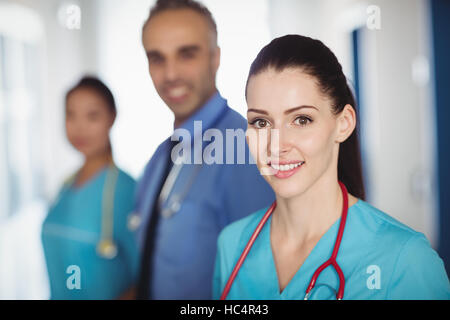 Portrait smiling doctor and nurses Stock Photo