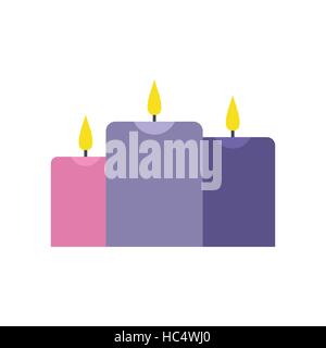 Burning candles flat icon Stock Vector