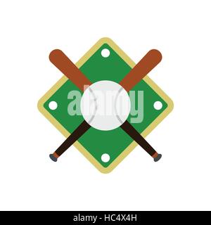 Baseball bats and ball on baseball field icon Stock Vector