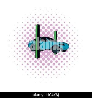 Car on the lift comics icon Stock Vector