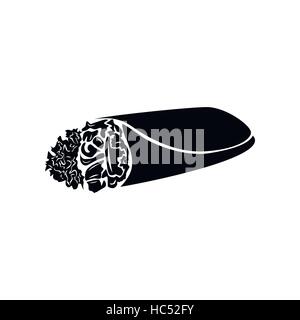 Wrapped sandbwich with meat and wegetables icon Stock Vector