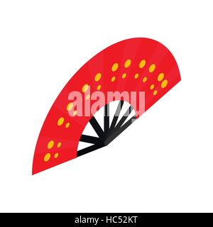 Red open hand fan icon, isometric 3d style Stock Vector