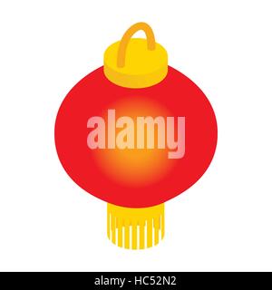 Red chinese lantern icon, isometric 3d style Stock Vector