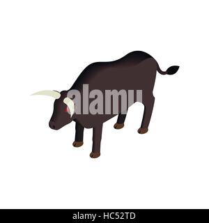 Black bull icon, isometric 3d style Stock Vector