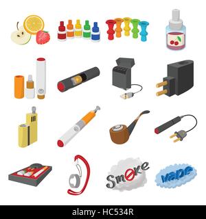 Electronic cigarettes icons cartoon Stock Vector