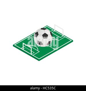 Ball on the soccer field icon, isometric 3d style Stock Vector