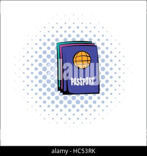 Passport comics icon Stock Vector