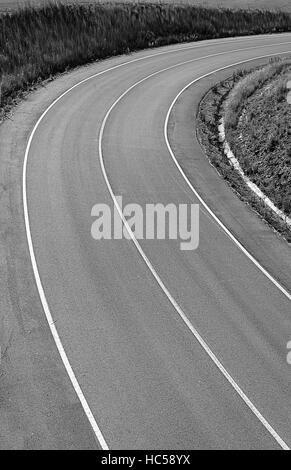 Curved and empty nature, travel and road transport Stock Photo