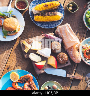 Dinner Table Food Outdoors Concept Stock Photo